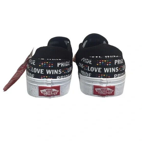 Vans Pride Womans Size 8 Love Wins Asher Slip On Black Glitter Rainbow S… - Picture 5 of 15